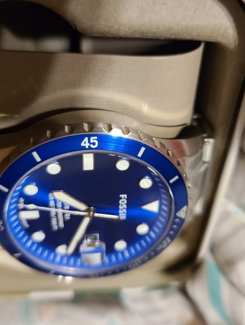 Fossil* Blue Stainless Steel Dive Watch. Mens Water Resistant - Picture 3 of 16